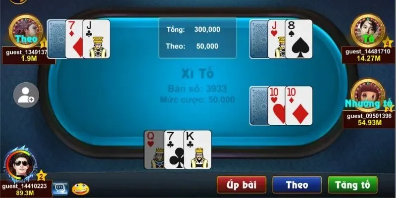 Giải nghĩa ba hành động tố - theo - úp trong game Xì tố
